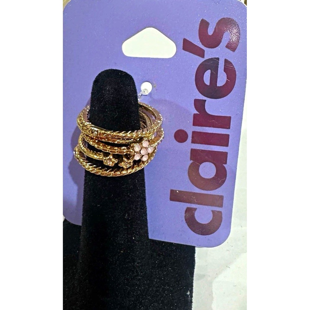 Claire's Gold Tone Multi Row Wrap Band Ring Size 6 MPN GR780047